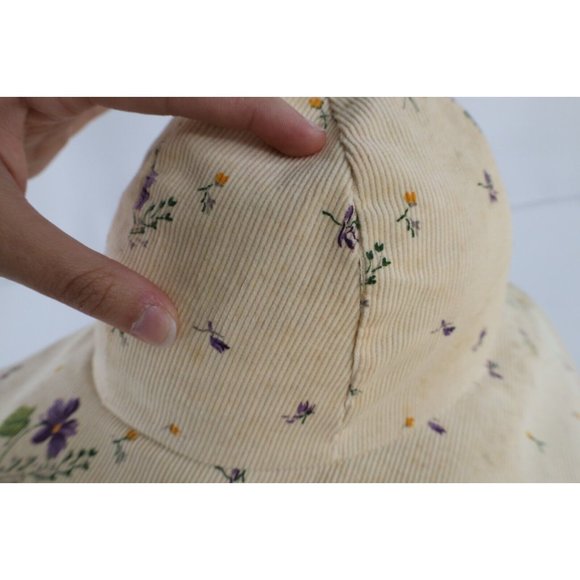 Vintage 90s Streetwear Distressed Floral Flower Corduroy Bucket Sun Hat Womens main image 10